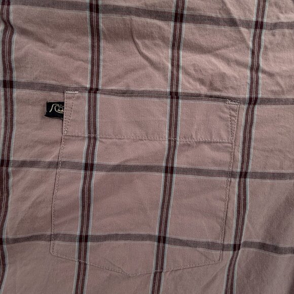 Quiksilver Button Up Shirt Long Sleeve Men Skate Surf Light Red Large Cotton - Picture 9 of 11
